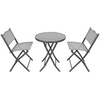 BALCONY FURNITURE SET ROUND TABLE AND 2 FOLDING CHAIRS GRAY Home and Garden/Garden Your Sports Performance