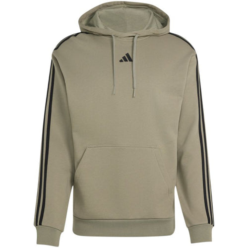 Men's adidas Essentials 3-Stripes French Terry Hoodie Olive KY4204
