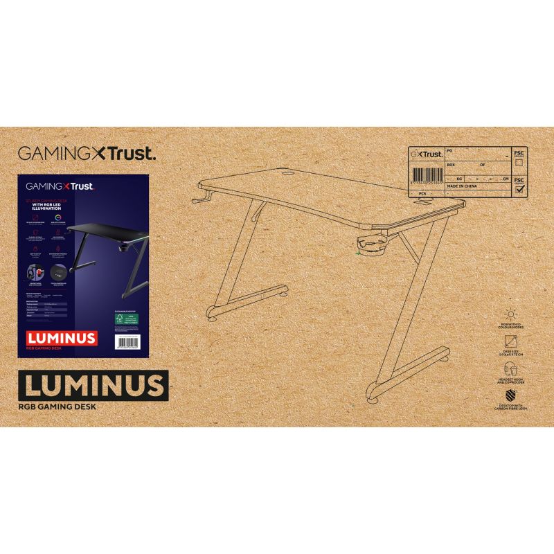 Trust GXT709 LUMINUS RGB Desk (25184) Gaming PC/Stoliki i biurka Your Sports Performance