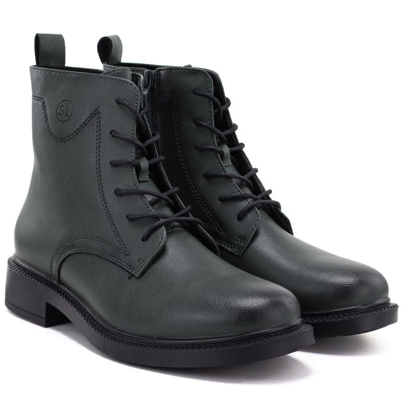Women's leather ankle boots, green, Sergio Leone 25172-S