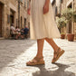 Women's leather wedge sandals camel Filippo DS7746