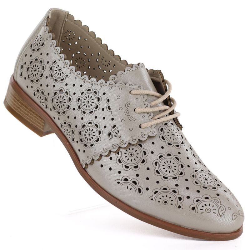 Women's openwork oxford shoes, gold, Potocki 12778 Potocki