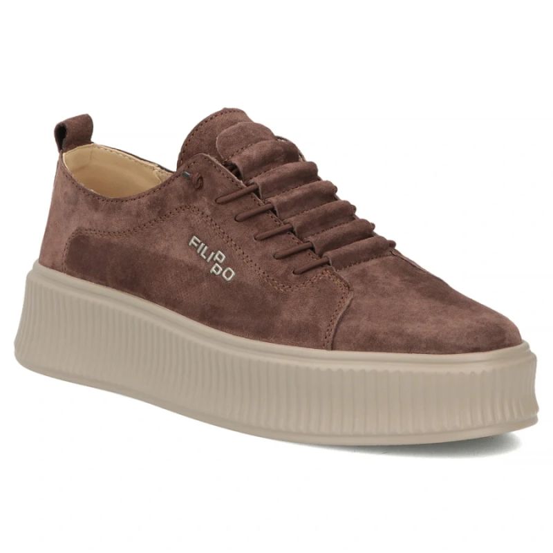 Women's leather suede sneakers brown Filippo DP8343