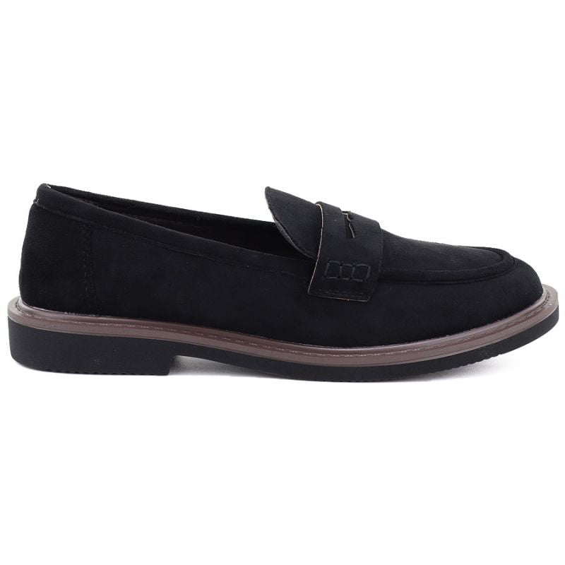 Women's suede lords shoes black Vinceza 62335