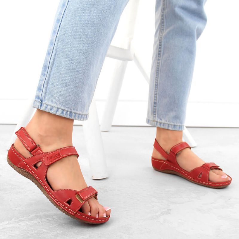 Red Velcro leather sandals W Helios 205 Footwear/Outdoor Your Sports Performance