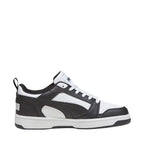 Puma Rebound V6 Lo Mid kids' shoes white and black 393833 01 Puma