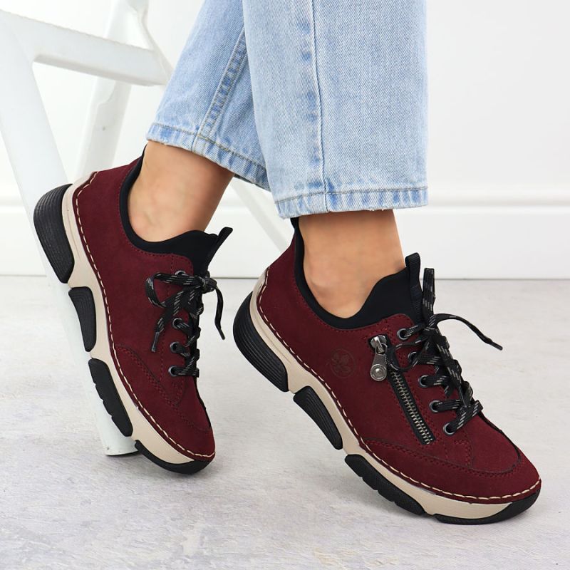 Comfortable women's burgundy shoes Rieker 45973-36 Footwear Your Sports Performance