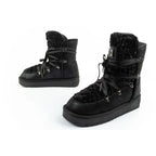 D.Franklin women's winter snow boots, fashionable fur lining, black high D.Franklin