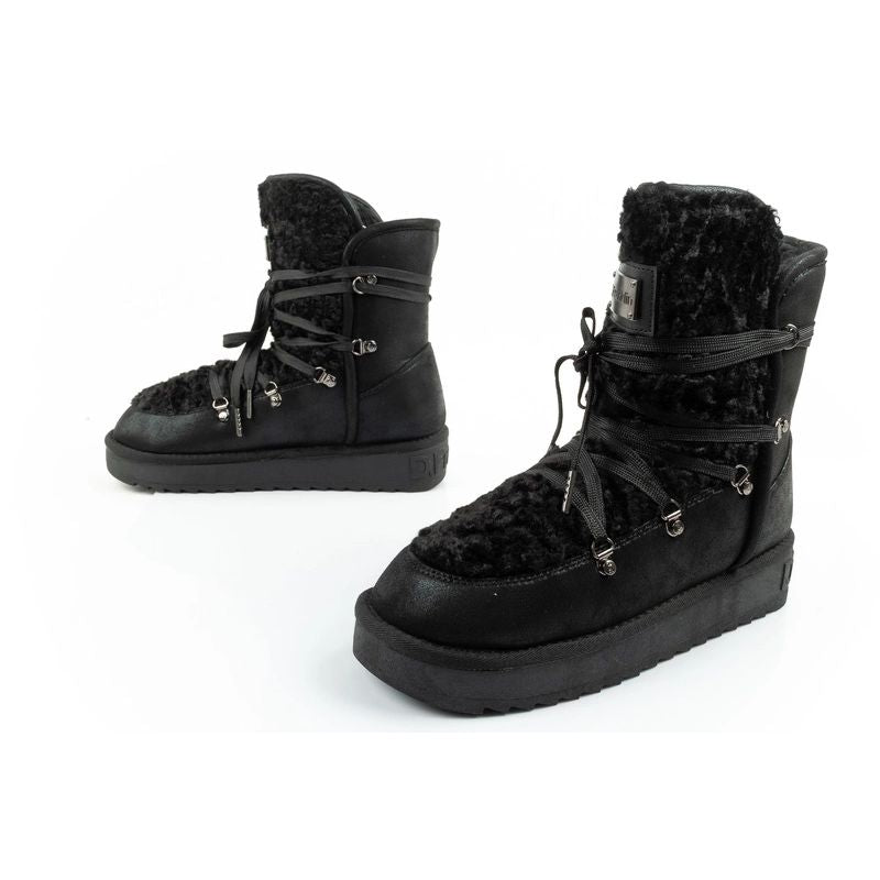 D.Franklin women's winter snow boots, fashionable fur lining, black high D.Franklin