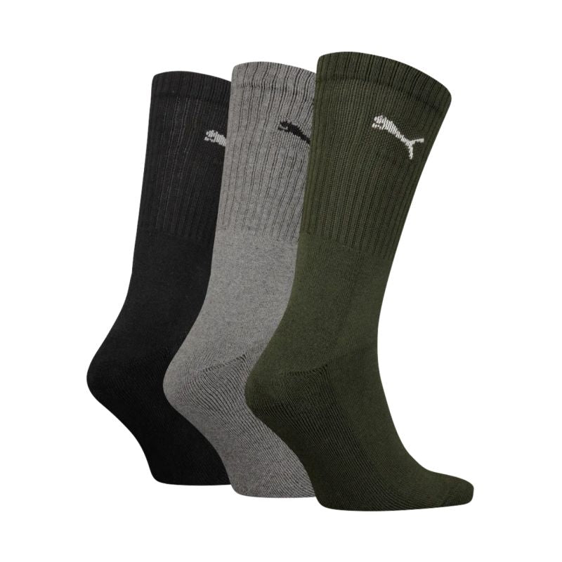 Puma Crew Socks 3 Pairs Black, Gray, Green 880355 28