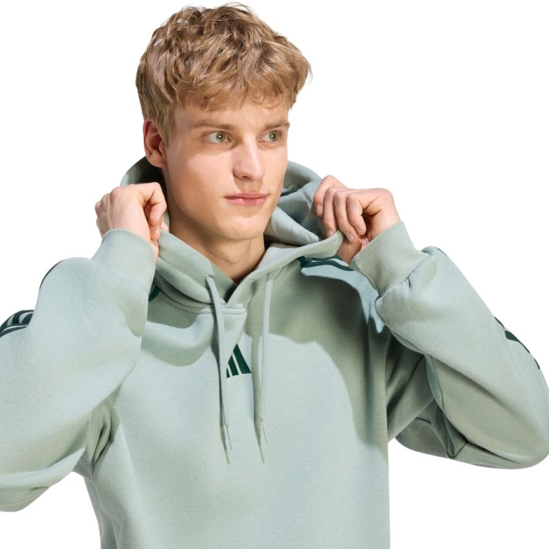 Men's adidas Essentials 3-Stripes Fleece Hoodie light green KY4172