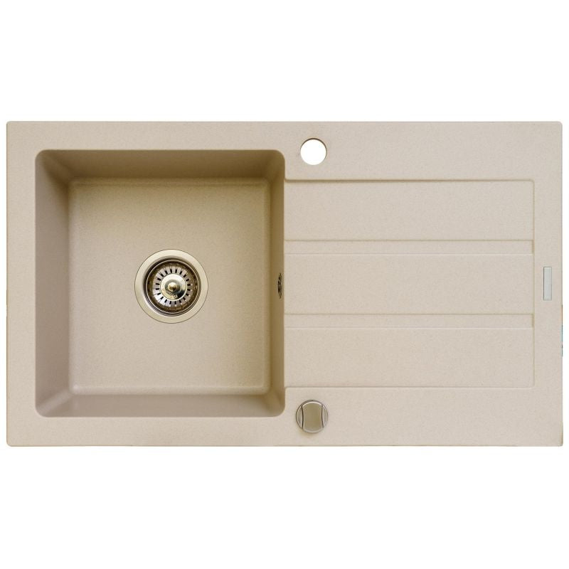 Single-bowl granite sink with drainer Maidsinks 76x44 1B 1D sand beige (Pyragranit; beige color) AGD - Produkty/Zlewozmywaki Your Sports Performance