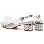 Silver Transparent Sandals with Decorative Heel D&A MR62-9100