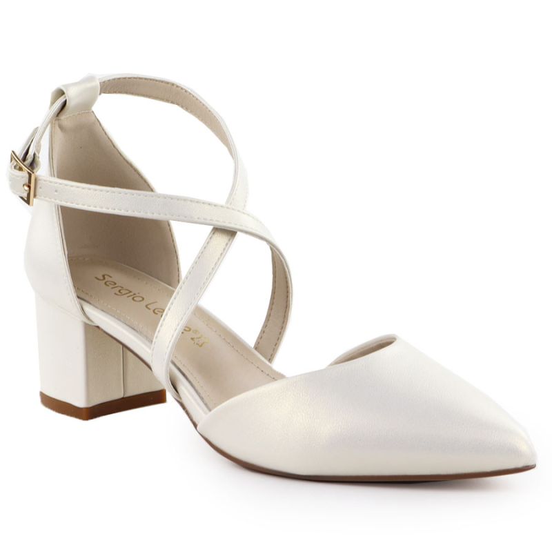 Women's pearl cream Sergio Leone SK-830 heeled sandals Footwear Your Sports Performance