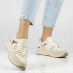 Women's leather shoes, sneakers, beige, Filippo DP7769 Filippo