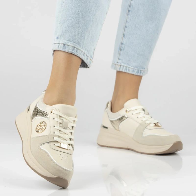 Women's leather shoes, sneakers, beige, Filippo DP7769 Filippo