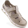 Rieker W RKR651 beige leather openwork shoes with velcro Footwear/Lifestyle/Rieker Your Sports Performance