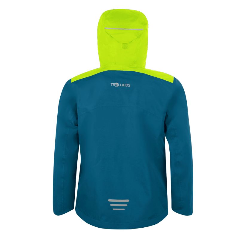 Children’s rain jacket for boys/girls Trollkids Kids Bergen Jacket petrol/lime (610-151)