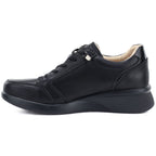 Women's leather wedge shoes, comfortable, black, Vinceza 79644