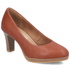 Brown leather pumps with a block heel, Rieker 41560-23