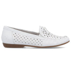 Women's leather moccasins, openwork, lightweight, comfortable, white, Rieker L6352-80 Rieker