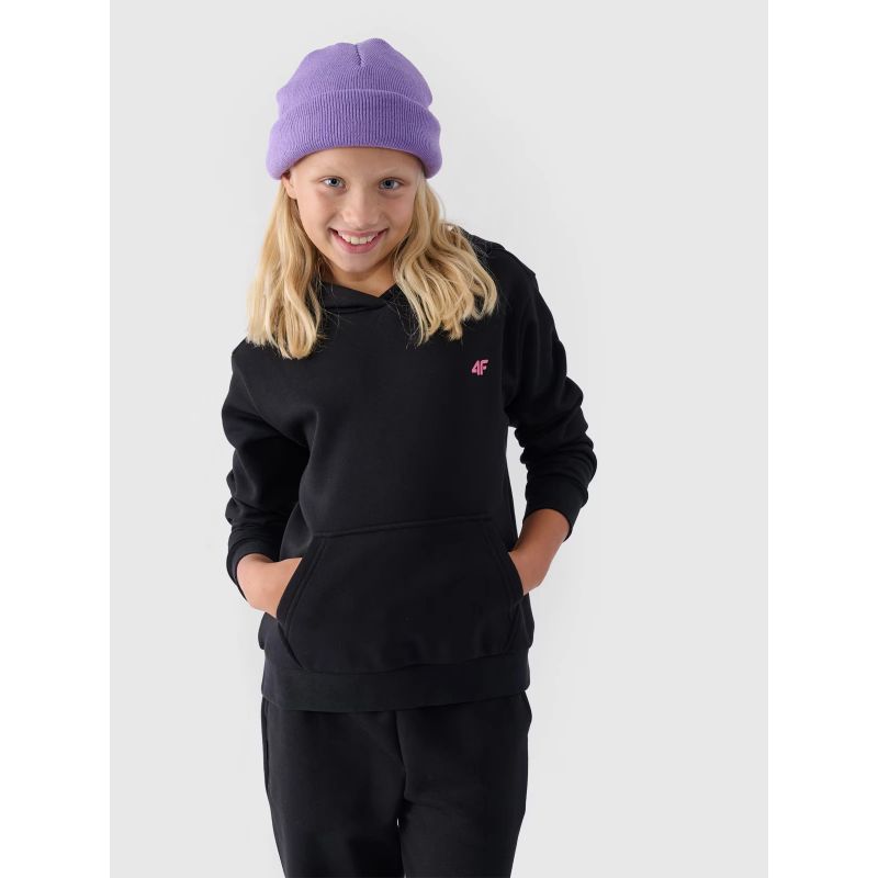 Girls' sweatshirt with hood, open, 4F Junior 4FJWMM00TSWSF1316-20S *Kategoria tymczasowa Your Sports Performance
