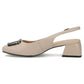 Leather pumps with block strap, beige, Filippo DP6183 Rieker