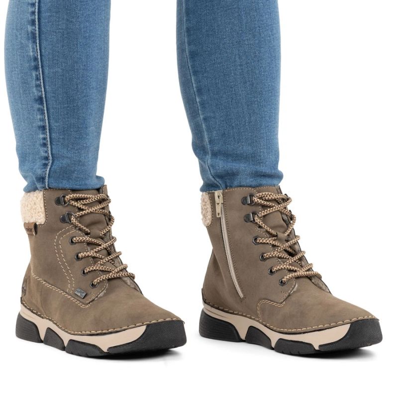 Women’s Brown Leather Lined Hiking-Style Ankle Boots Rieker 45925-25