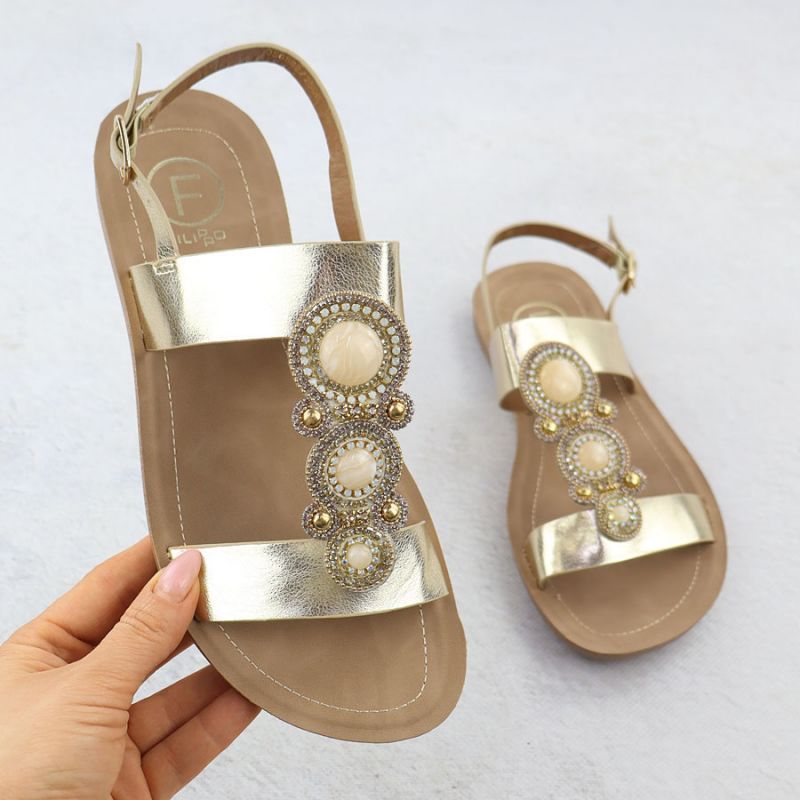 Women's flat sandals with decoration, melissa gold, Filippo DS6882 Footwear Your Sports Performance