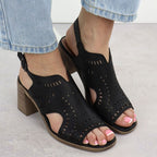 Women's openwork high-heeled sandals, black, Jezzi 24125 Footwear Your Sports Performance