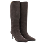 Women's leather boots with a high heel, insulated, brown, Big Star UU274497