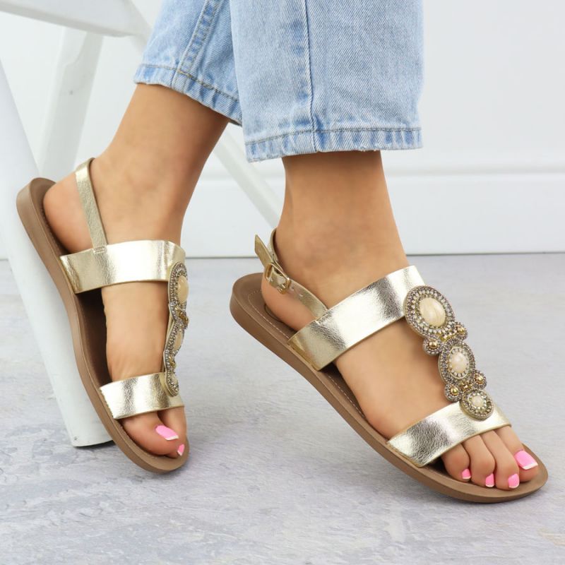 Women's flat sandals with decoration, melissa gold, Filippo DS6882 Footwear Your Sports Performance