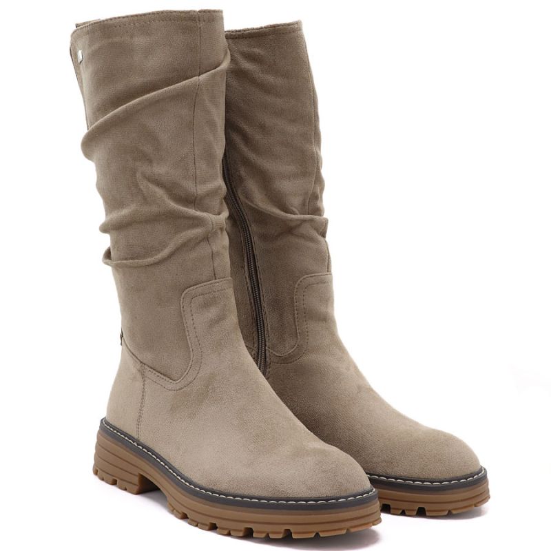 Women's warm, crinkled suede boots, beige M.Daszyński SA259-3