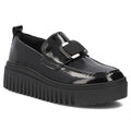 Women's leather platform moccasins, patent leather, black, Filippo DP8269