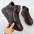 Women's leather ankle boots, burgundy, Rieker N1305-35 Footwear Your Sports Performance