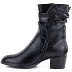 Women's high-heeled ankle boots with a gathered upper, black Vinceza 58682