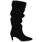 Women's leather boots, ruffled, black, Vinceza ZHI27-89167