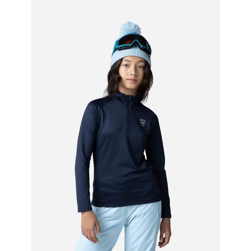 ROSSIGNOL Girl 1/2 Zip Warm Stretch Navy Blue Sweatshirt Import z PMSport Your Sports Performance