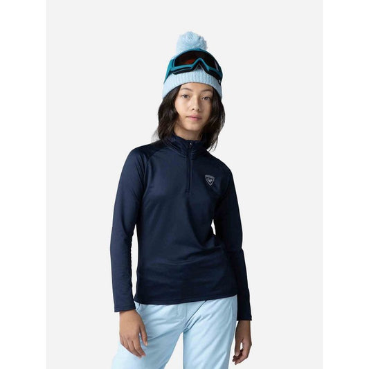 ROSSIGNOL Girl 1/2 Zip Warm Stretch Navy Blue Sweatshirt Import z PMSport Your Sports Performance