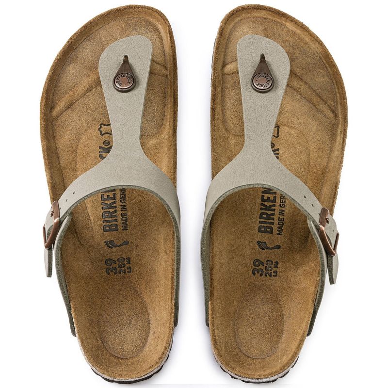 Women's gray-beige Birkenstock Gizeh Birko-Flor Nubuck Stone regular wide (43391) Footwear/Lifestyle/Brinkenstock/Japonki Birkenstock