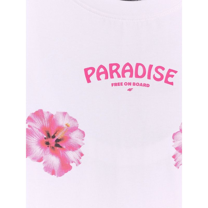 Women's loose T-shirt with print 4F 4FRSS26TTSHF3882-10S