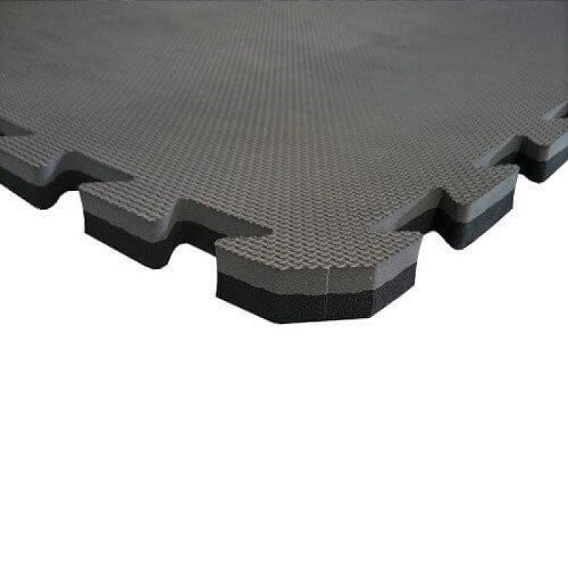 Exercise Mat with Safety Certificate - Puzzle 1x1m - Black - Gray 2 cm Maty Tatami Your Sports Performance