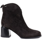 Women's leather ankle boots with high heels, chocolate, Vinceza 91178