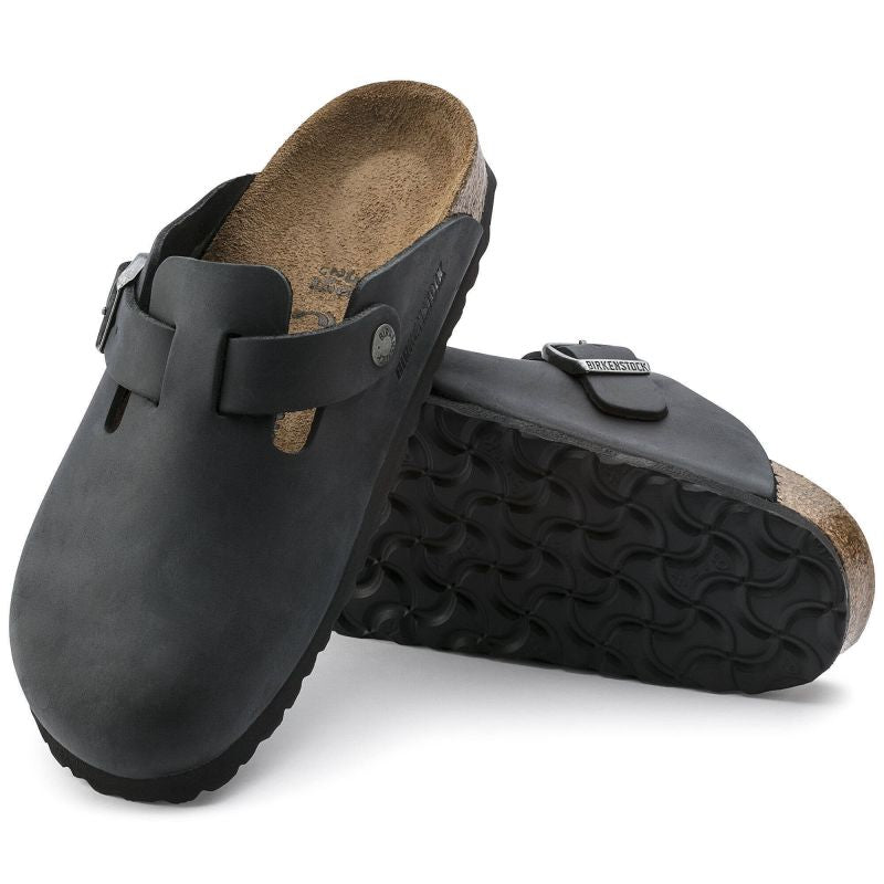 Birkenstock Boston Black women's/men's clogs, oiled leather, narrow slippers (0059463) In preparation Your Sports Performance