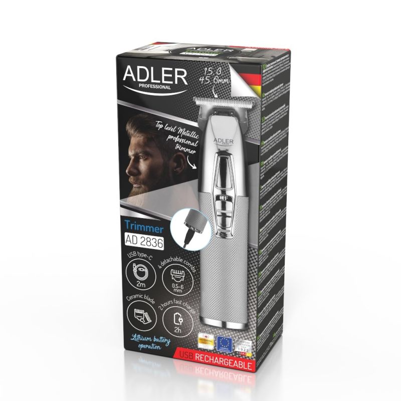 ADLER AD 2836s Silver USB Trimmer AGD - Produkty/Maszynki do strzyżenia Your Sports Performance
