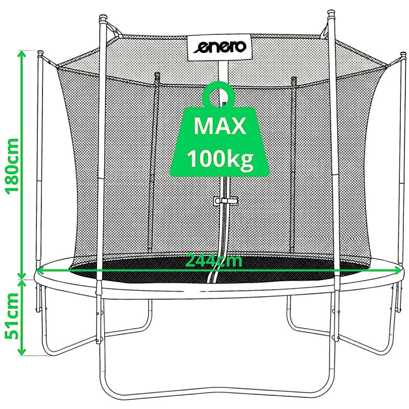 FOLDABLE GARDEN TRAMPPOLINE WITH INNER NET 8FT 244CM ENERO Home and Garden/Garden Your Sports Performance