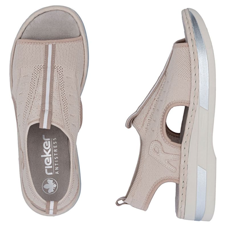 Women's pink slip-on platform sandals Rieker V59B5-31 Rieker