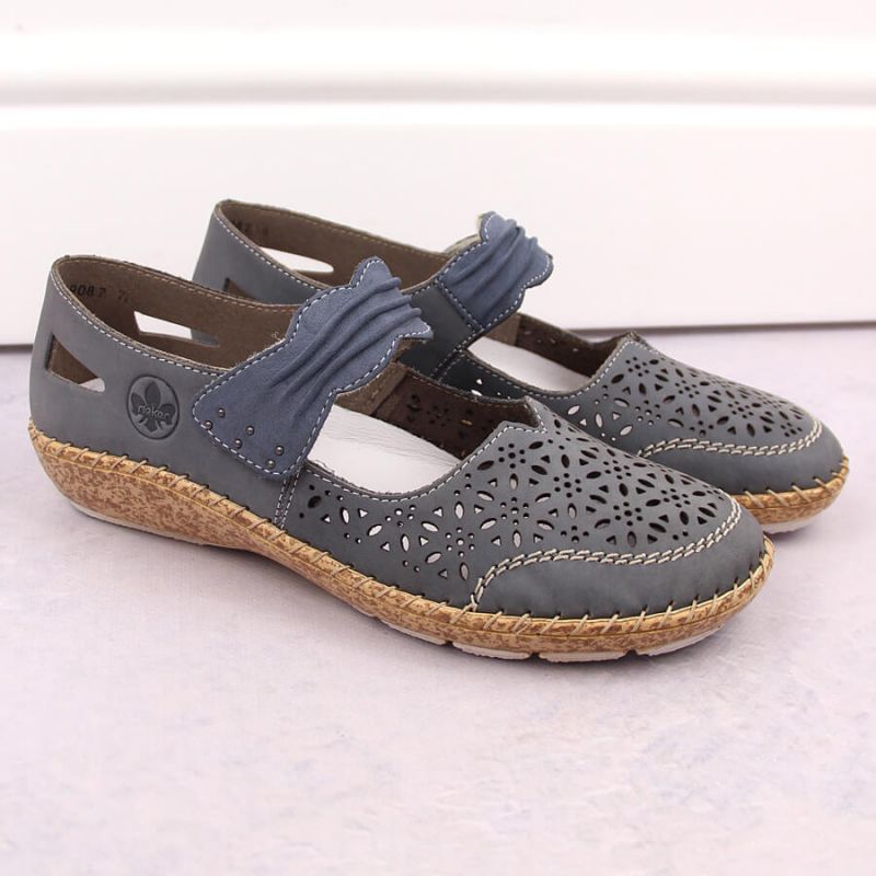 Rieker W RKR648 blue leather openwork shoes Footwear/Lifestyle/Rieker Your Sports Performance