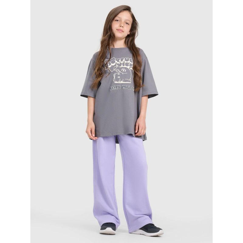 Oversized T-shirt with print for girls 4F 4FJRAW25TTSHF3197-22S *Kategoria tymczasowa Your Sports Performance