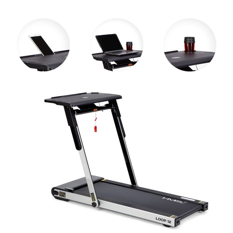 HMS LOOP12 MULTI Electric Treadmill with Desk 1-12 km/h, Gray In preparation Your Sports Performance